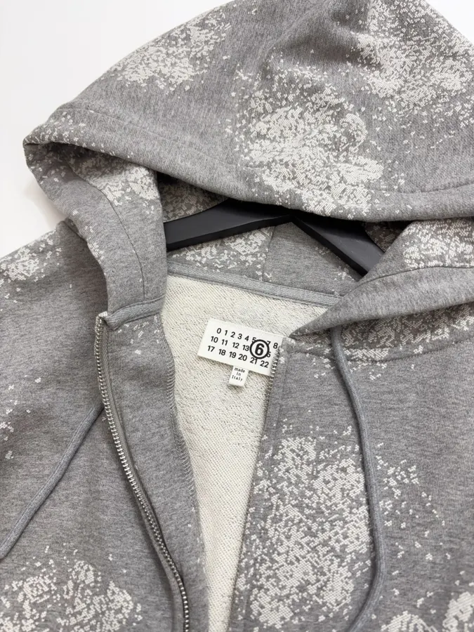 Casual Graffiti Hooded Zip-Up Loose Long-Sleeve Jacket in Gray, product view 05