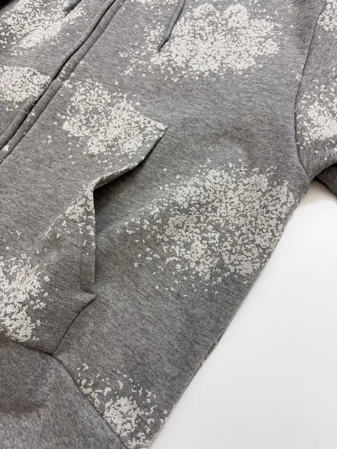 Casual Graffiti Hooded Zip-Up Loose Long-Sleeve Jacket in Gray, product view 15