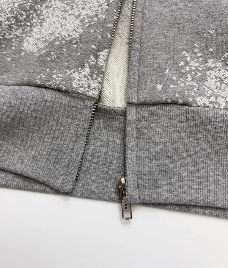 Casual Graffiti Hooded Zip-Up Loose Long-Sleeve Jacket in Gray, product view 16