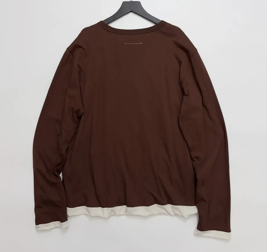 Brown Double-Sided Long-Sleeve T-Shirt in Brown, product view 12
