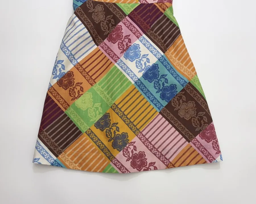 Colour-Block Argyle Halter Mini Dress in Multicolor, product view 16
