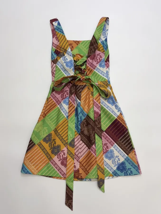 Colour-Block Argyle Halter Mini Dress in Multicolor, product view 23
