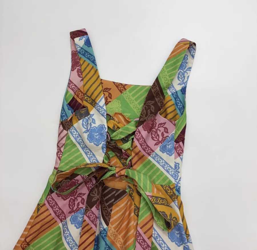 Colour-Block Argyle Halter Mini Dress in Multicolor, product view 24