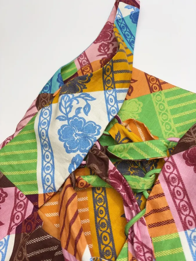 Colour-Block Argyle Halter Mini Dress in Multicolor, product view 26