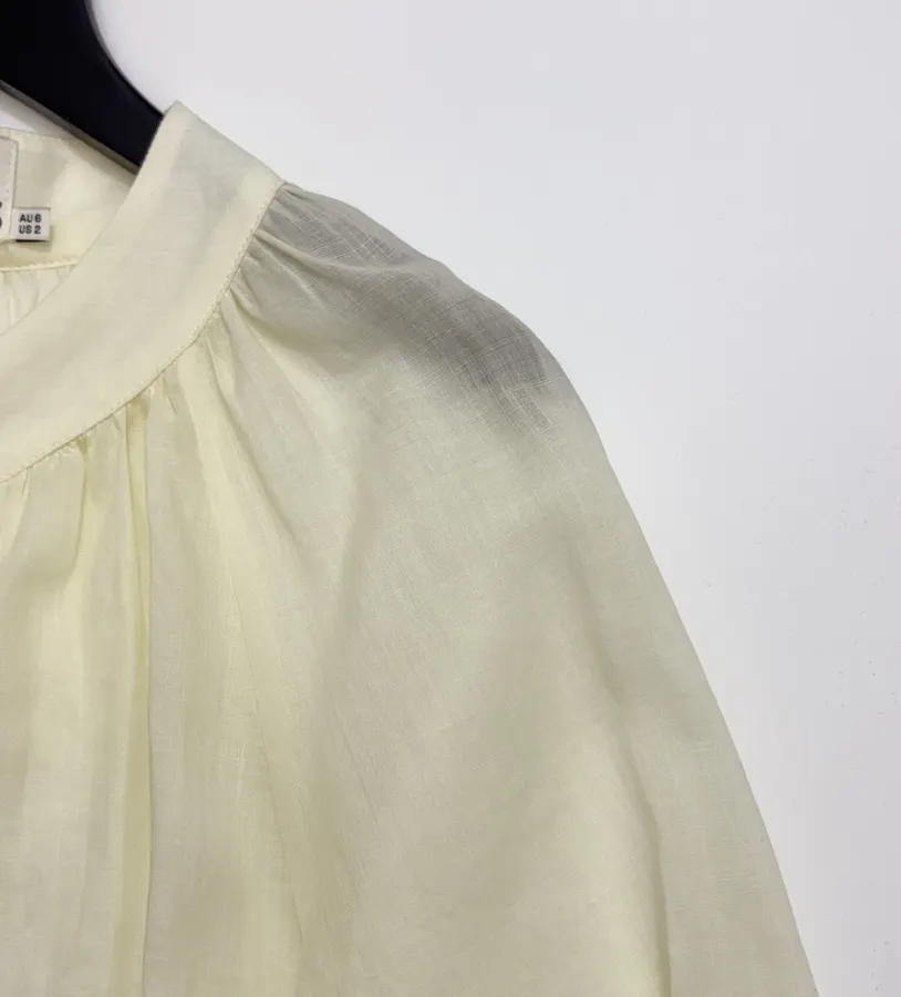 Floral V-Neck Shirt | Lightweight Plant Print Loose Long-Sleeve Blouse in Off-White, product view 16