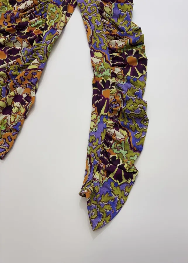 Paisley Mock-Neck Ruched Fitted Top in Purple, product view 13