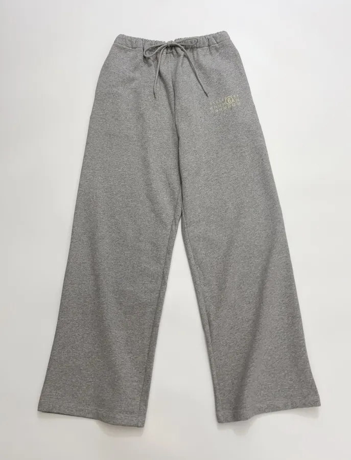 Letter Print Elastic Waist Loose Casual Pants, Long Pants in Gray, product view
