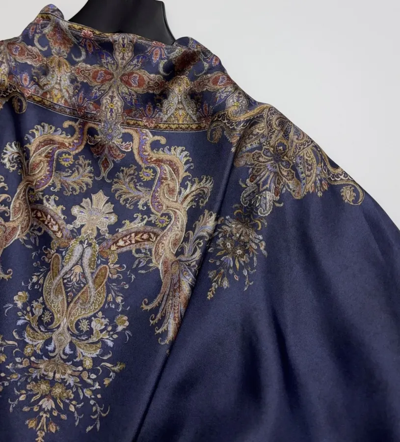 Printed Batwing Sleeve Gown Long Dress in Navy, product view 12