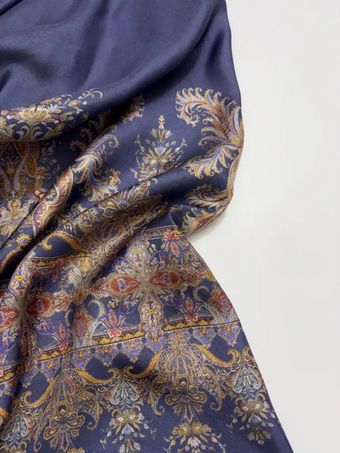 Printed Batwing Sleeve Gown Long Dress in Navy, product view 13