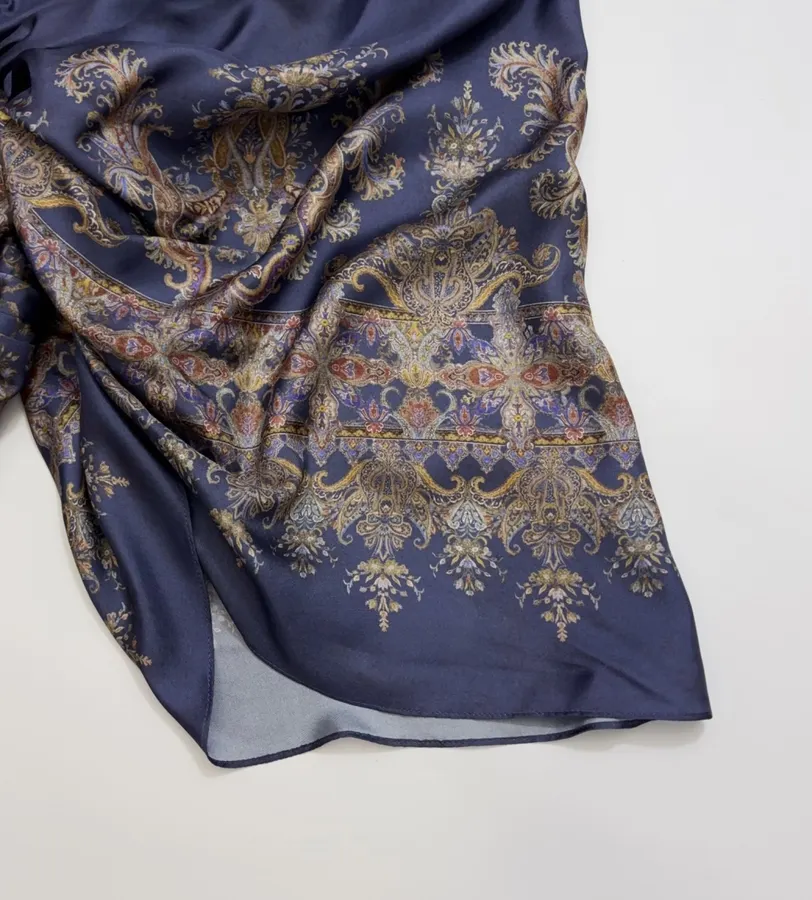 Printed Batwing Sleeve Gown Long Dress in Navy, product view 14