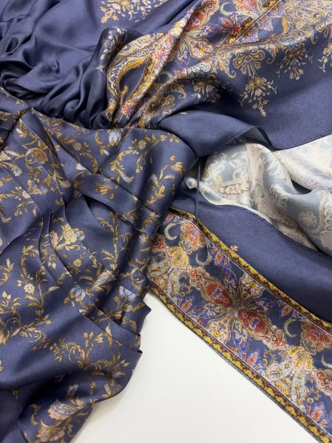 Printed Batwing Sleeve Gown Long Dress in Navy, product view 15