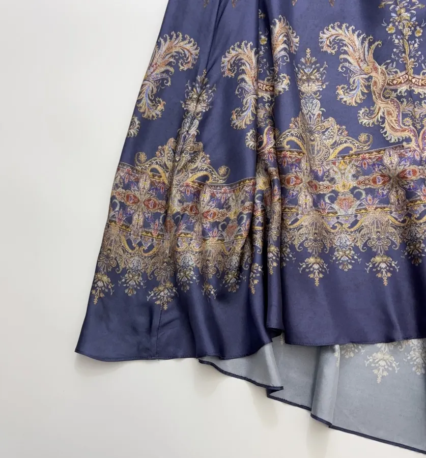 Printed Batwing Sleeve Gown Long Dress in Navy, product view 18