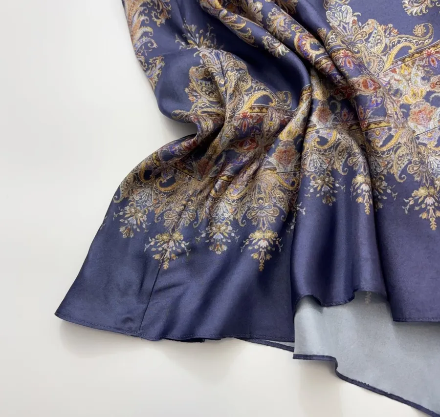 Printed Batwing Sleeve Gown Long Dress in Navy, product view 19
