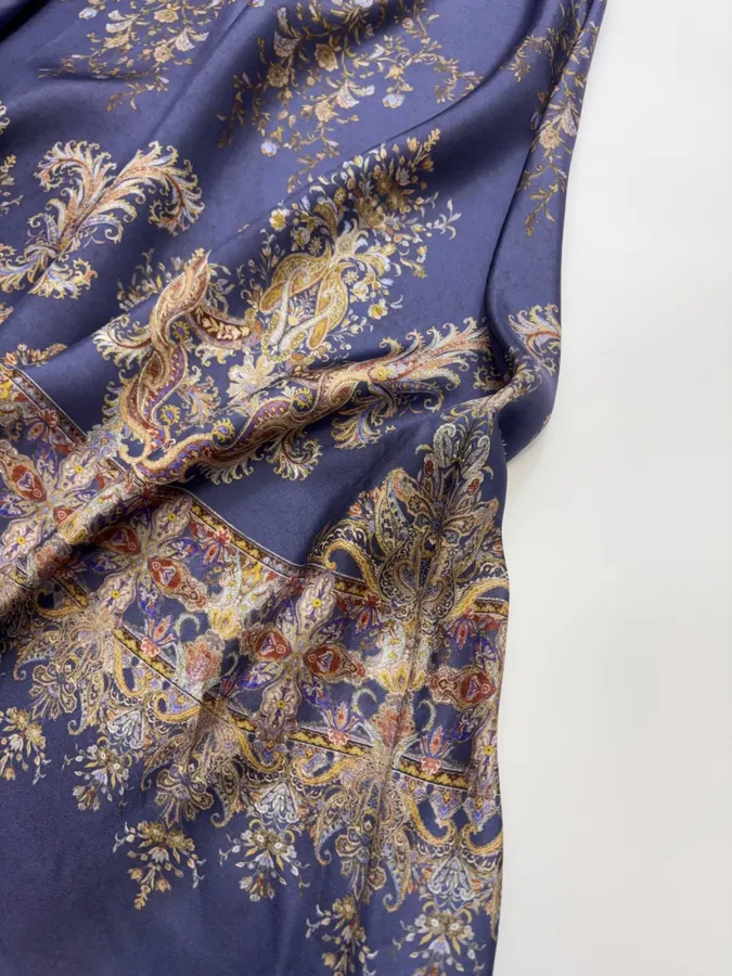 Printed Batwing Sleeve Gown Long Dress in Navy, product view 21