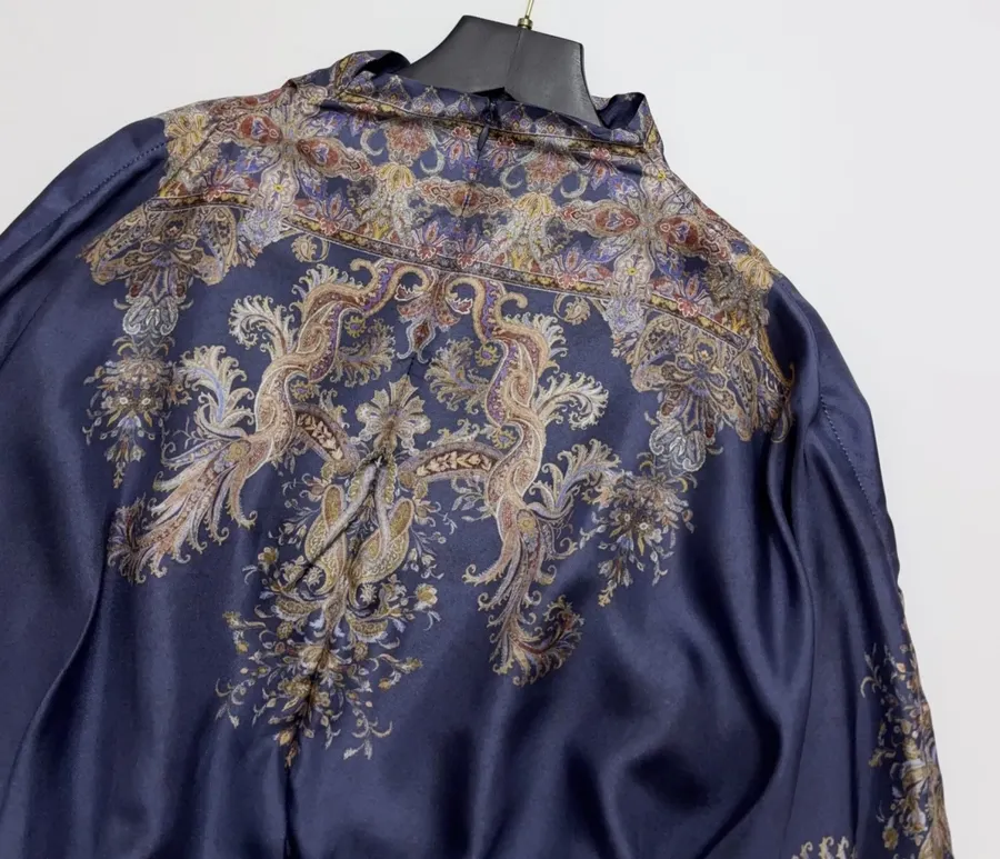 Printed Batwing Sleeve Gown Long Dress in Navy, product view 25