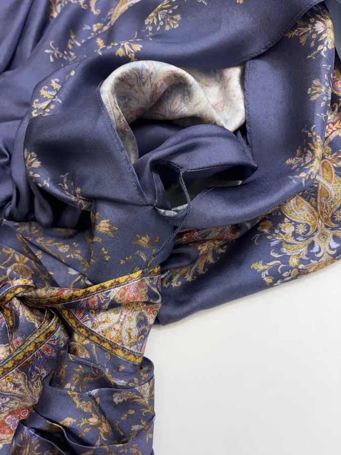 Printed Batwing Sleeve Gown Long Dress in Navy, product view 27