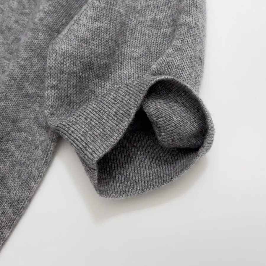 Grey Collared Short-Sleeve Knit Polo in Gray, product view 09