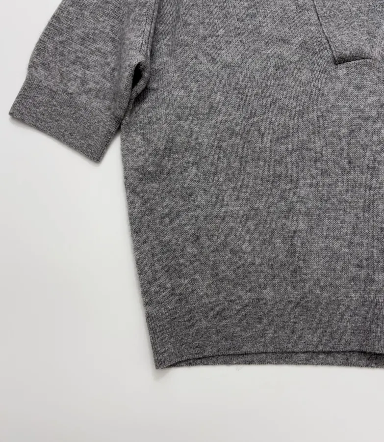 Grey Collared Short-Sleeve Knit Polo in Gray, product view 10