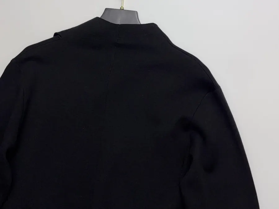 Black Irregular Design Double-C Logo Knitted Sweater in Black, product view 18