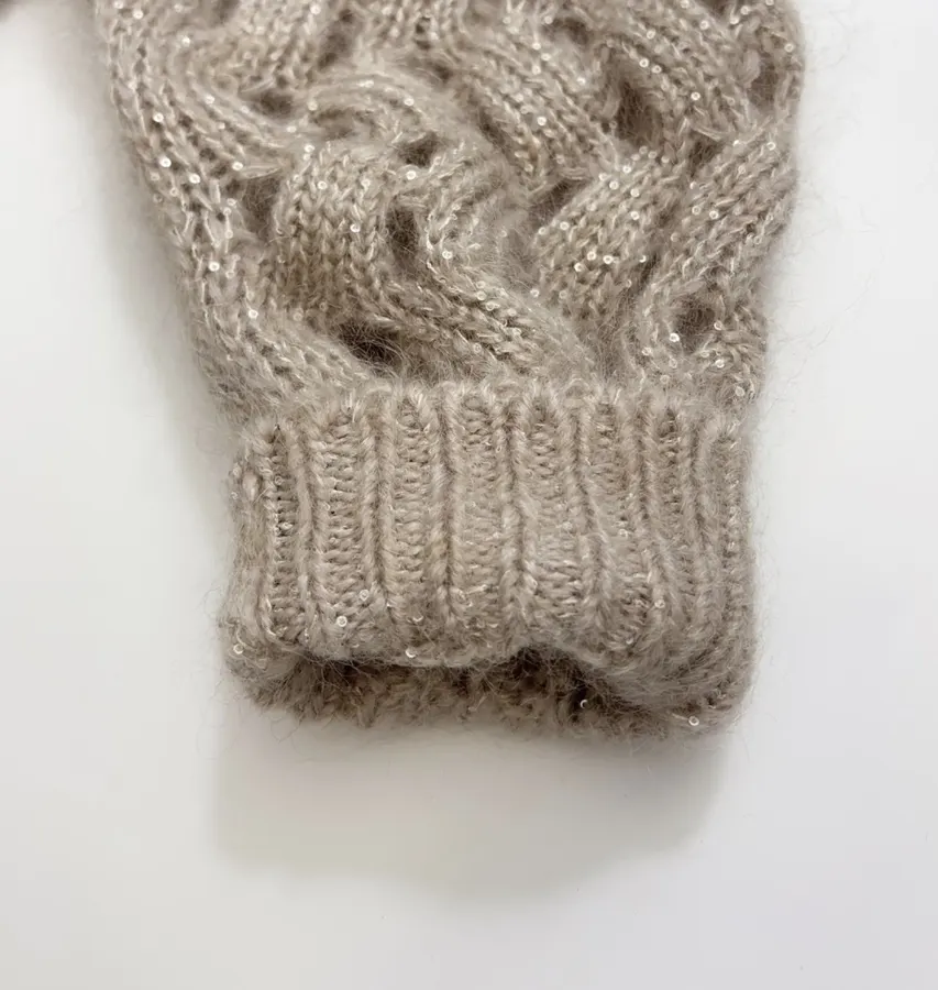 Mohair-Blend Zigzag Knit Sweater in Taupe, product view 07