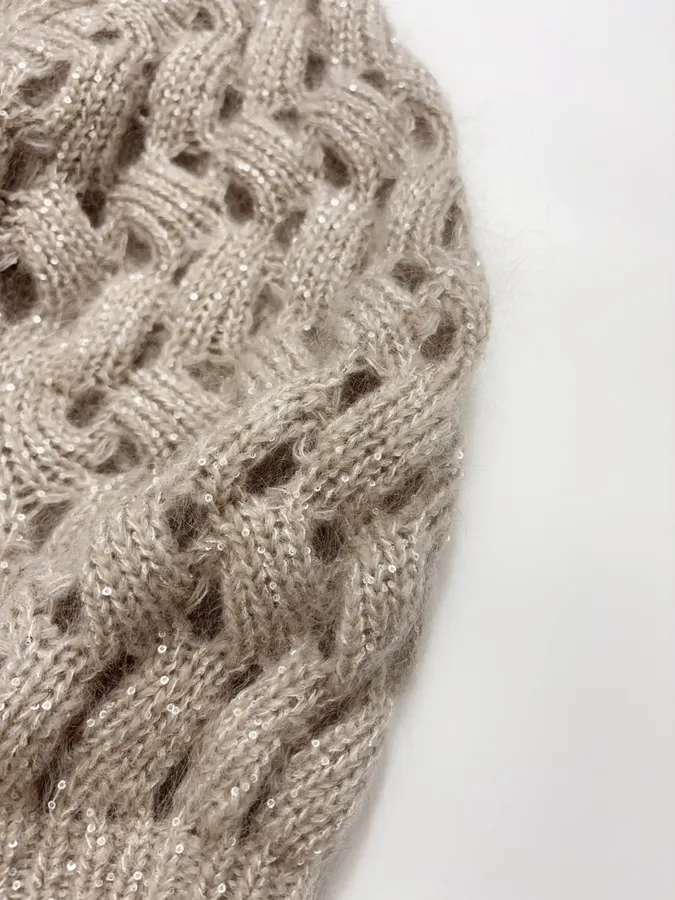 Mohair-Blend Zigzag Knit Sweater in Taupe, product view 08