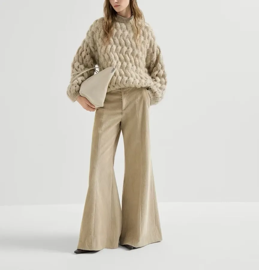 Mohair-Blend Zigzag Knit Sweater in Taupe, product view 22