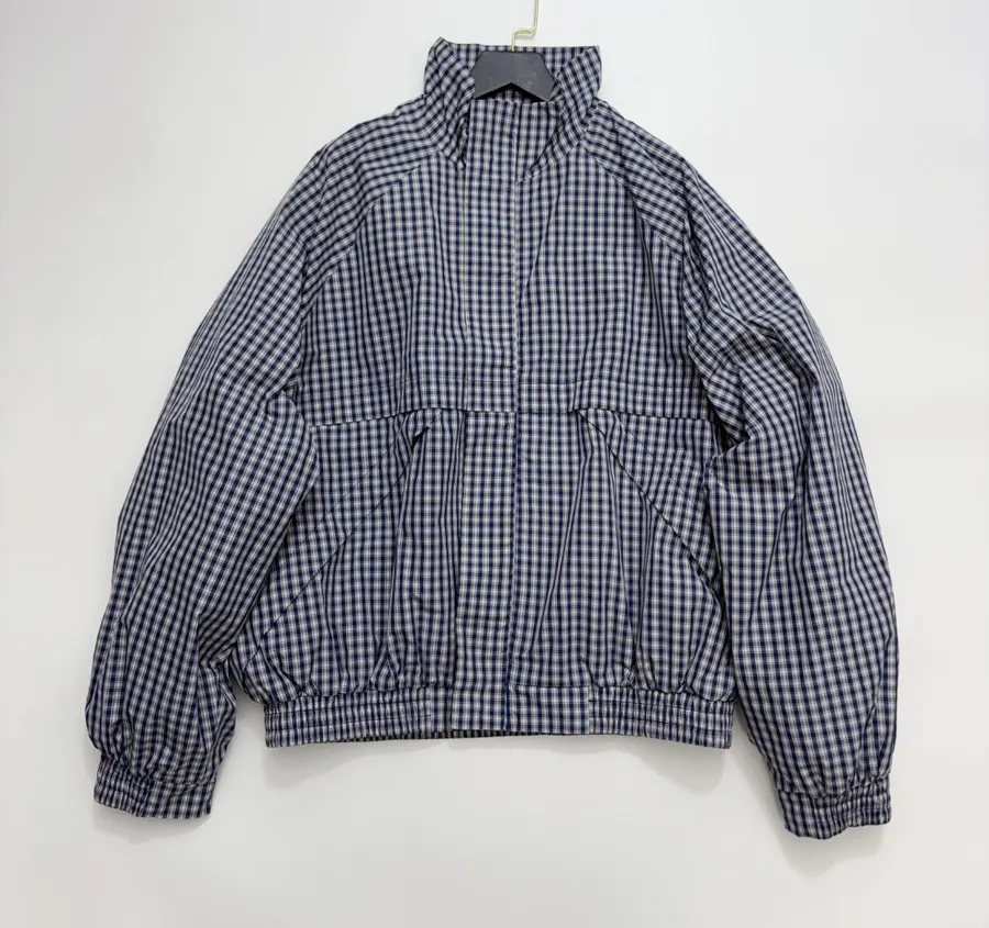 Blue Plaid Relaxed Zip Jacket in Blue, product view 01