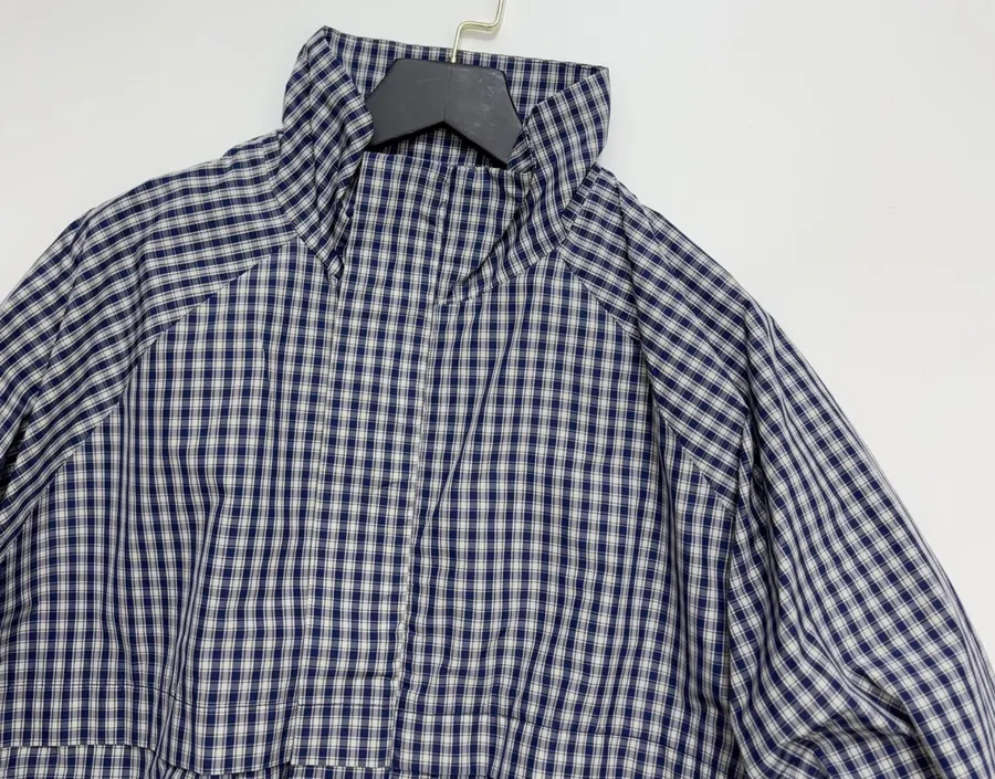 Blue Plaid Relaxed Zip Jacket in Blue, product view 02