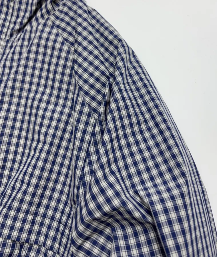 Blue Plaid Relaxed Zip Jacket in Blue, product view 03