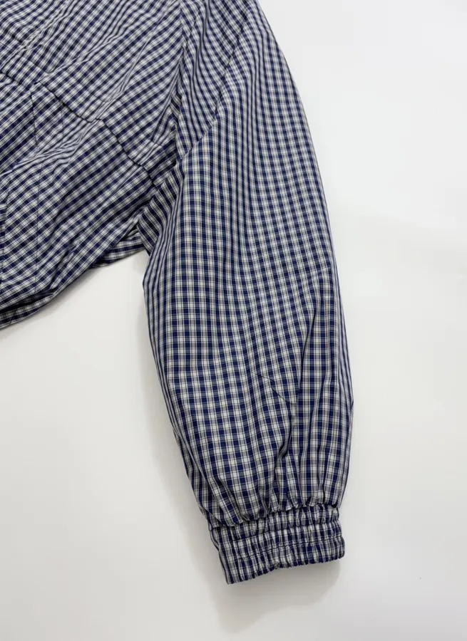 Blue Plaid Relaxed Zip Jacket in Blue, product view 05
