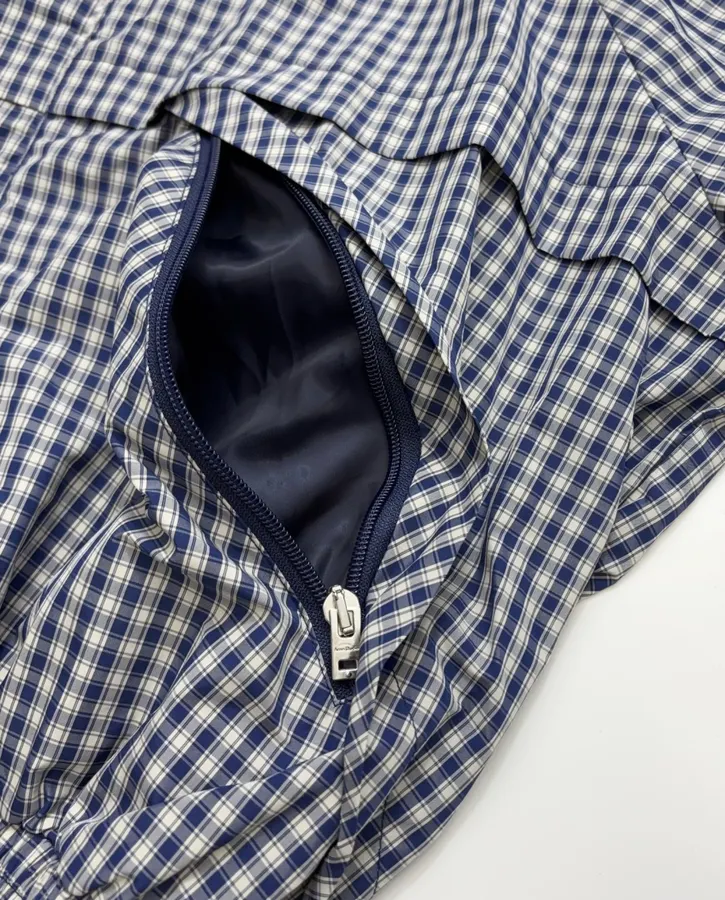 Blue Plaid Relaxed Zip Jacket in Blue, product view 08