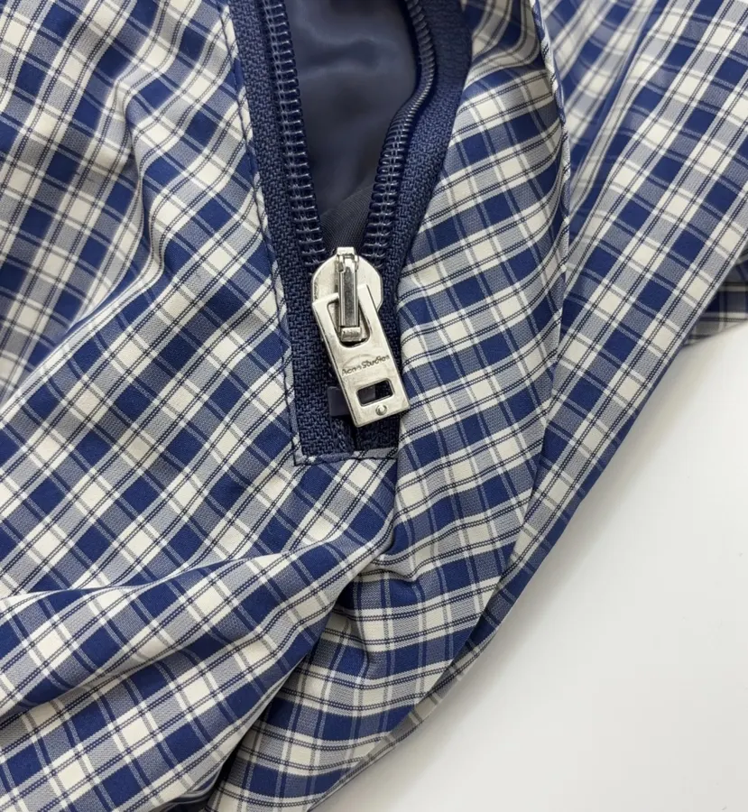 Blue Plaid Relaxed Zip Jacket in Blue, product view 09