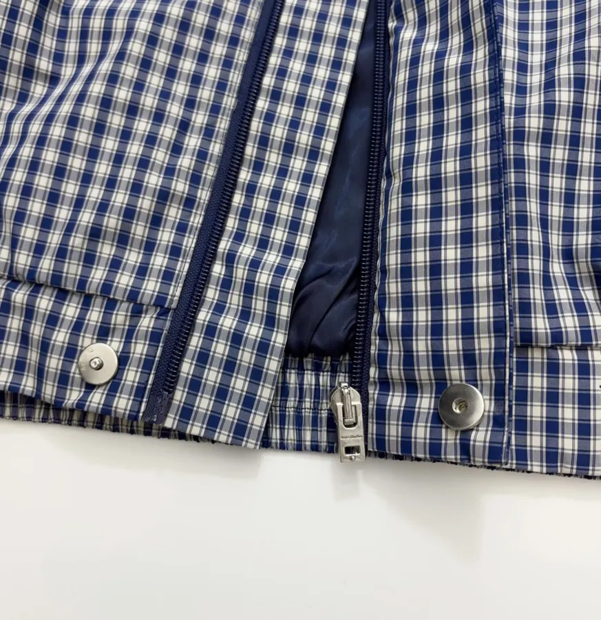 Blue Plaid Relaxed Zip Jacket in Blue, product view 13