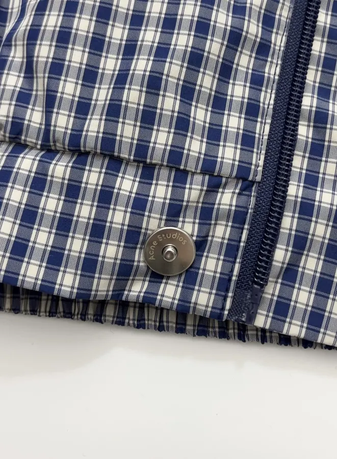 Blue Plaid Relaxed Zip Jacket in Blue, product view 14