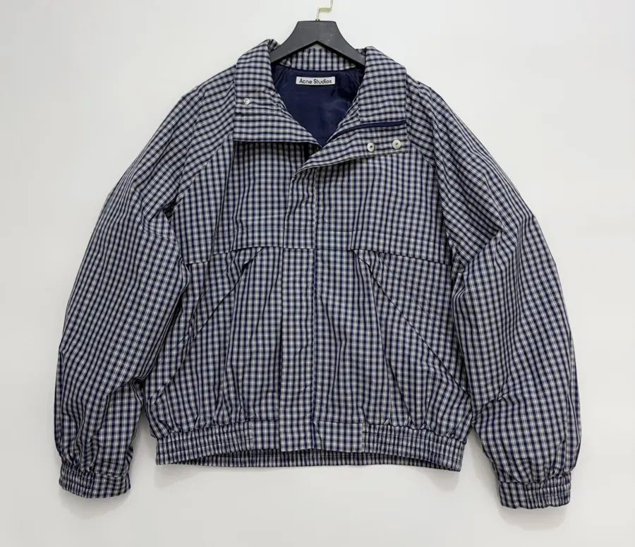 Blue Plaid Relaxed Zip Jacket in Blue, product view 16