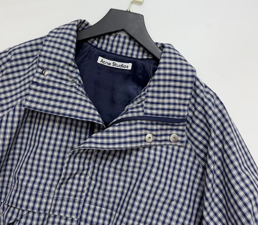 Blue Plaid Relaxed Zip Jacket in Blue, product view 17