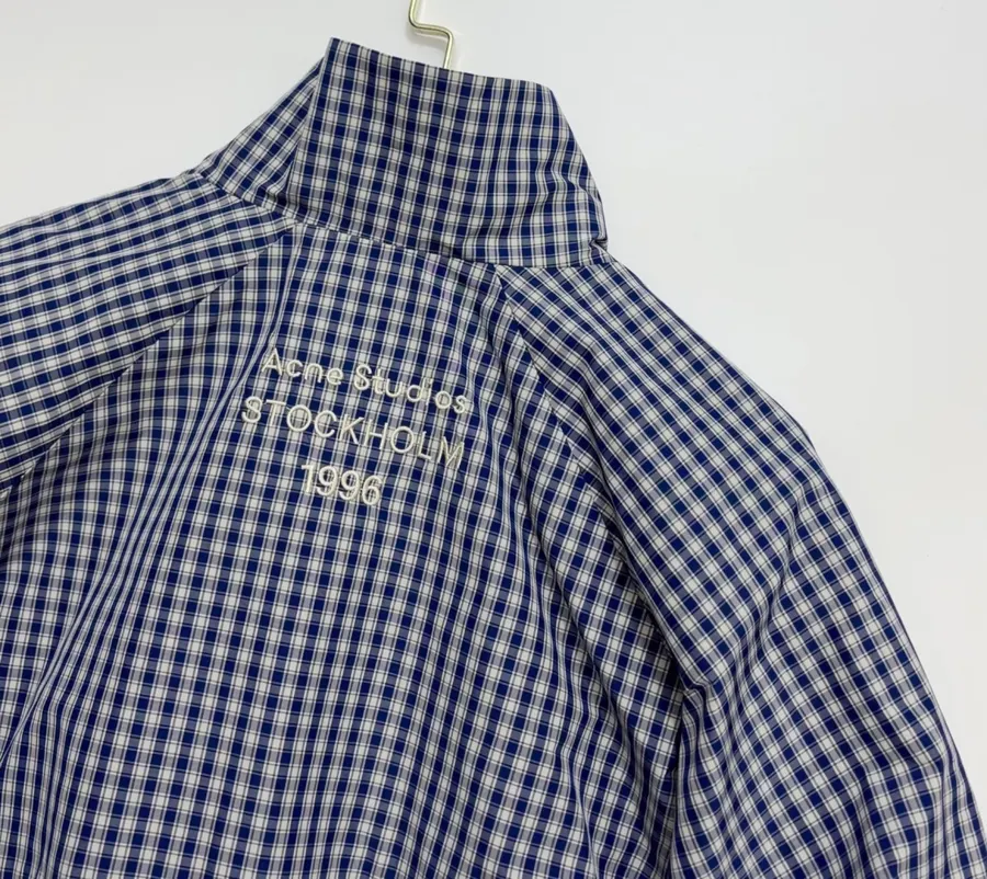 Blue Plaid Relaxed Zip Jacket in Blue, product view 19