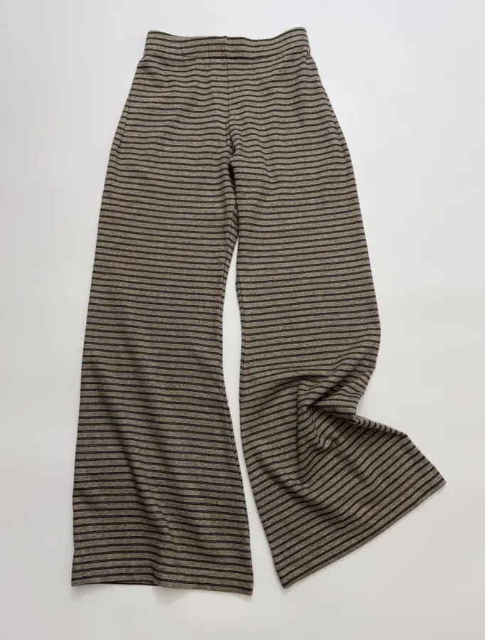 Striped Wide-Leg Pants, Long Pants in Taupe, product view