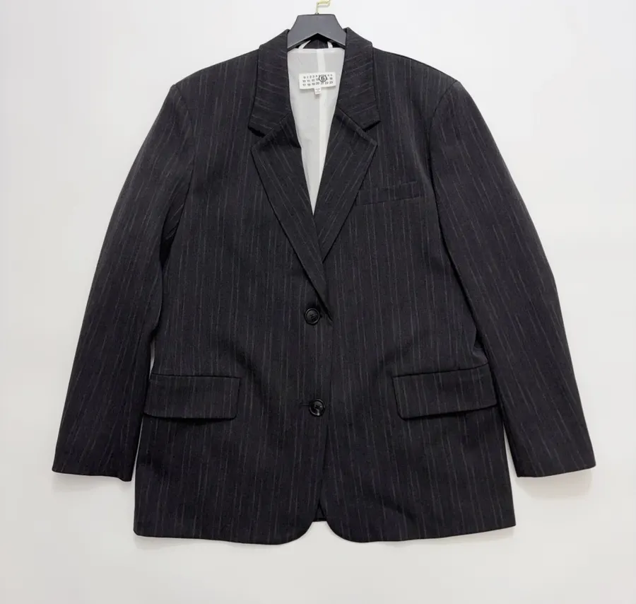 Striped Suit Jacket in Charcoal, product view 01