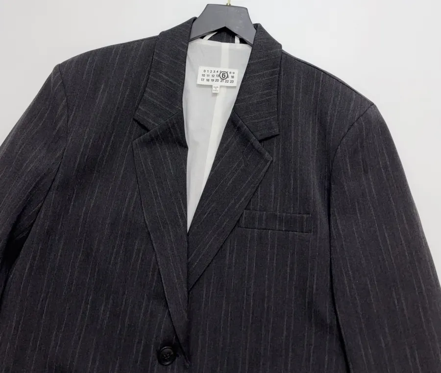 Striped Suit Jacket in Charcoal, product view 02