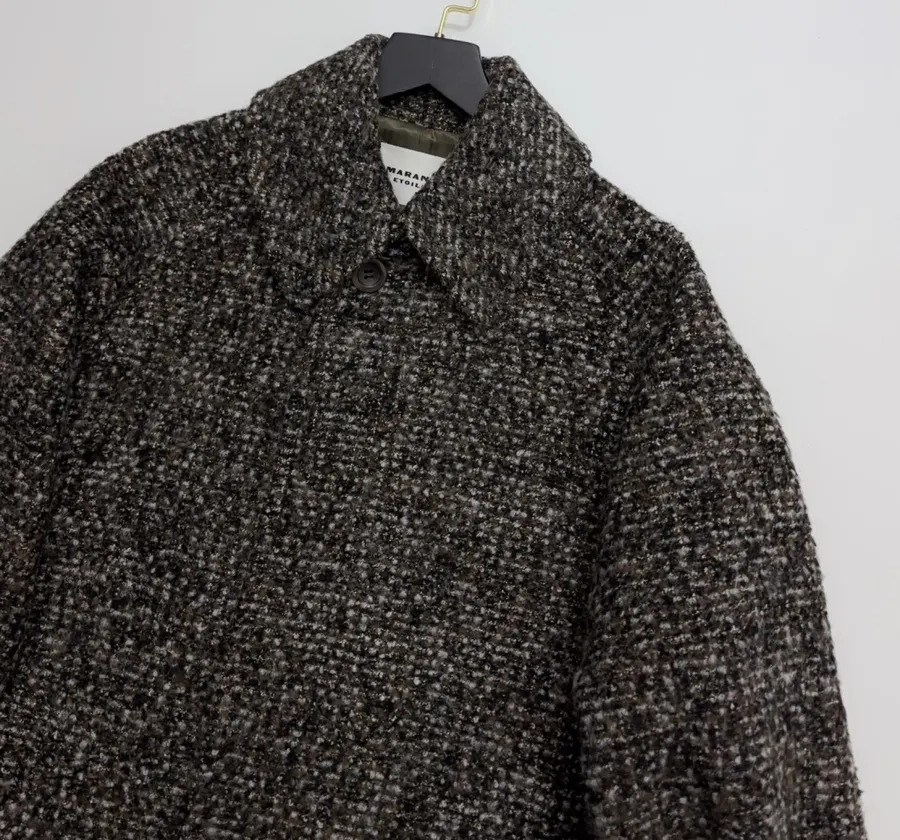 Retro Lapel Herringbone Loose Long Warm Woolen Coat Jacket in Dark Brown, product view 02