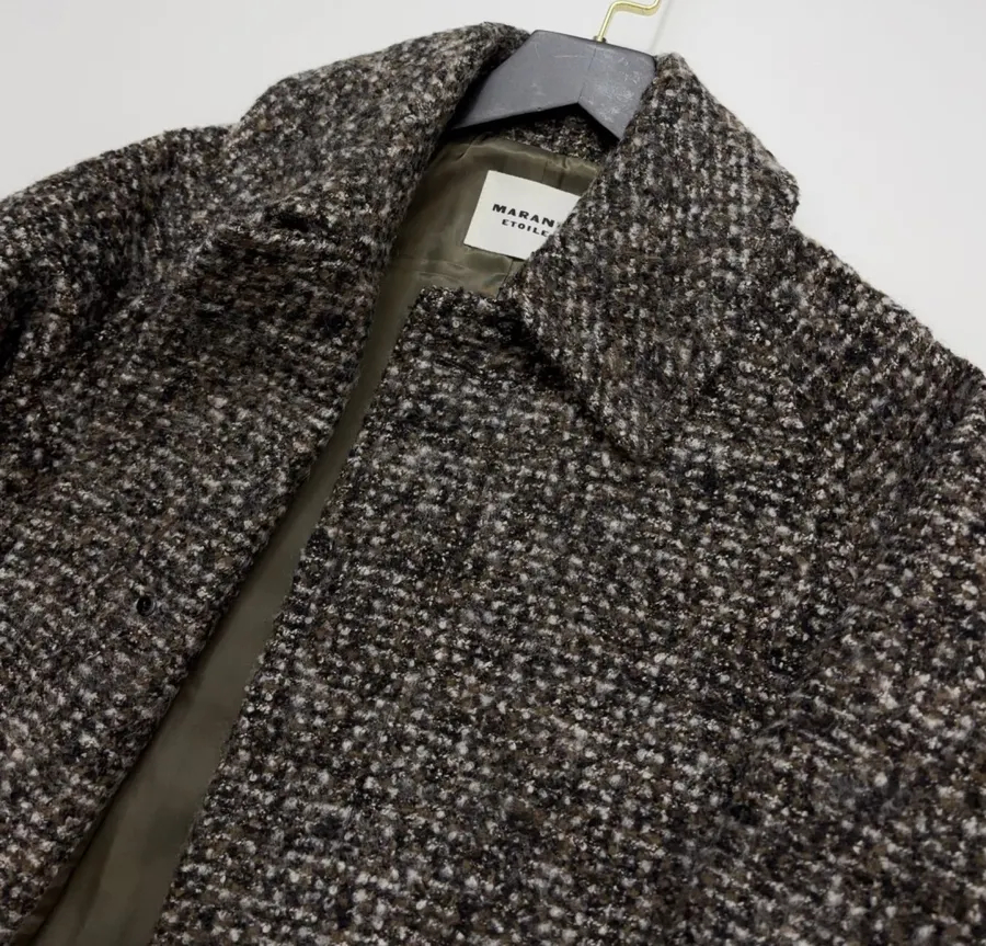 Retro Lapel Herringbone Loose Long Warm Woolen Coat Jacket in Dark Brown, product view 04