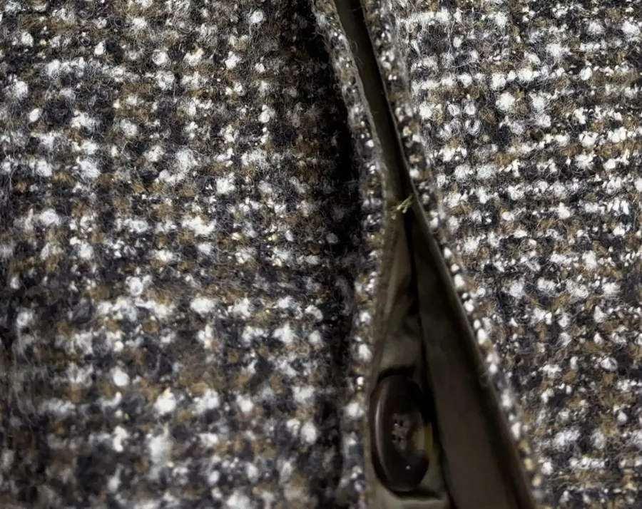 Retro Lapel Herringbone Loose Long Warm Woolen Coat Jacket in Dark Brown, product view 06