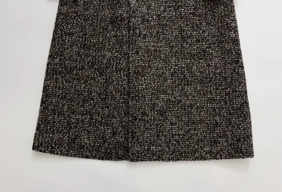 Retro Lapel Herringbone Loose Long Warm Woolen Coat Jacket in Dark Brown, product view 10