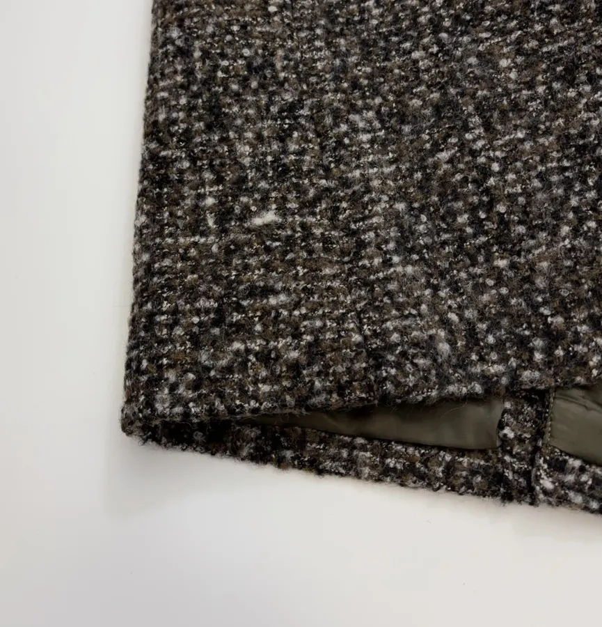 Retro Lapel Herringbone Loose Long Warm Woolen Coat Jacket in Dark Brown, product view 12