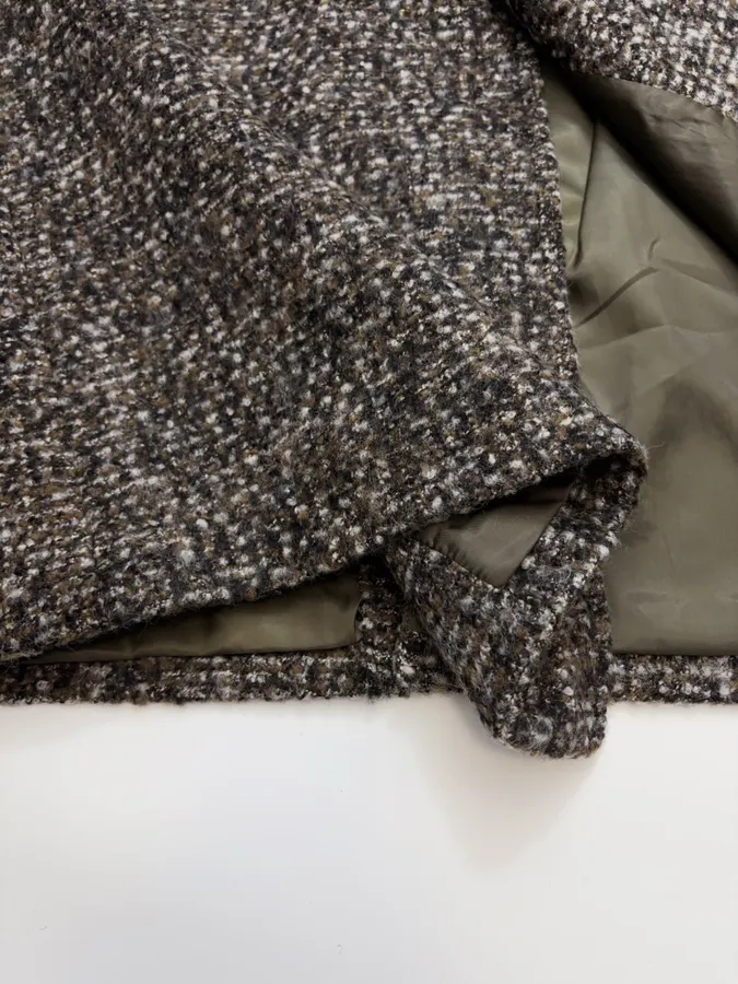 Retro Lapel Herringbone Loose Long Warm Woolen Coat Jacket in Dark Brown, product view 13
