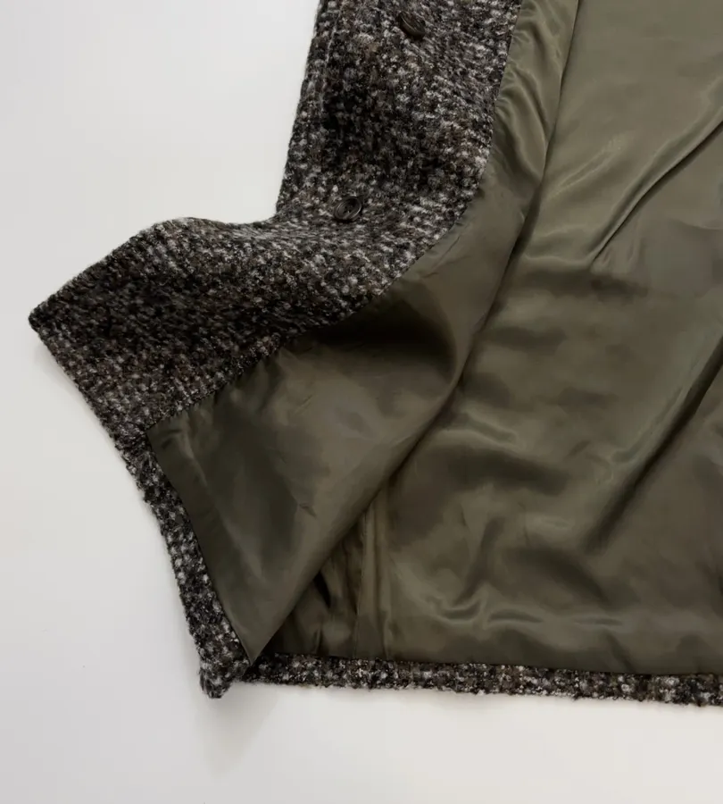 Retro Lapel Herringbone Loose Long Warm Woolen Coat Jacket in Dark Brown, product view 19