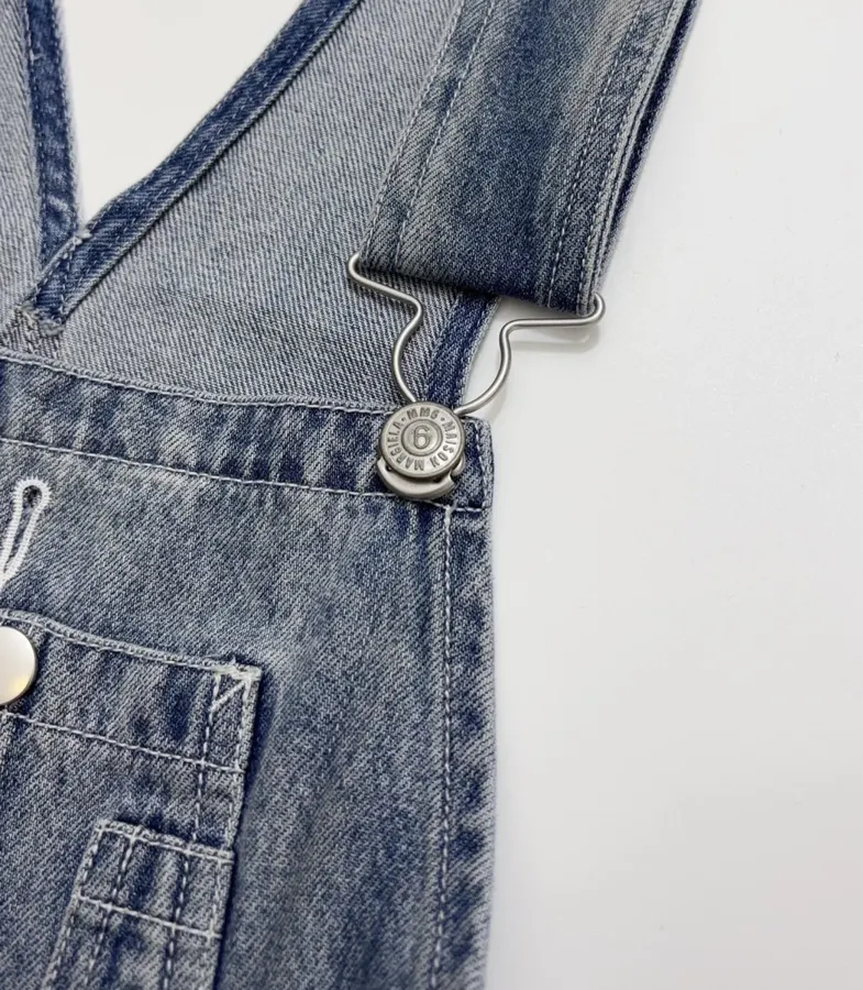 Distressed, Ripped, Loose-Fit Wide-Leg Denim Pants, Suspender Pants in Denim Blue, product view 04