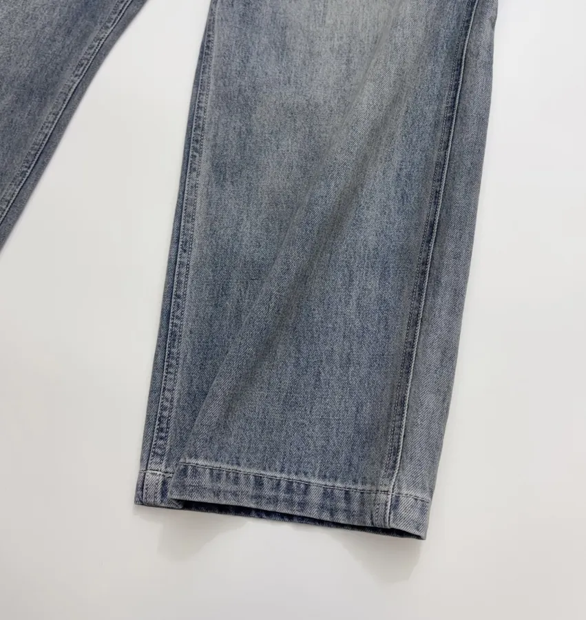 Distressed, Ripped, Loose-Fit Wide-Leg Denim Pants, Suspender Pants in Denim Blue, product view 12