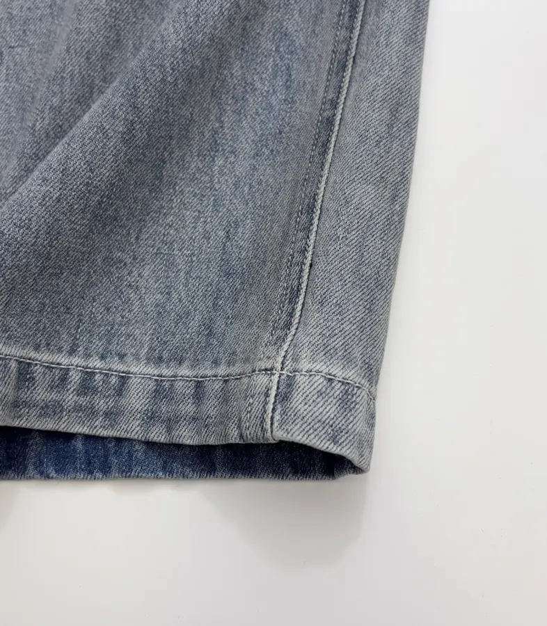Distressed, Ripped, Loose-Fit Wide-Leg Denim Pants, Suspender Pants in Denim Blue, product view 14